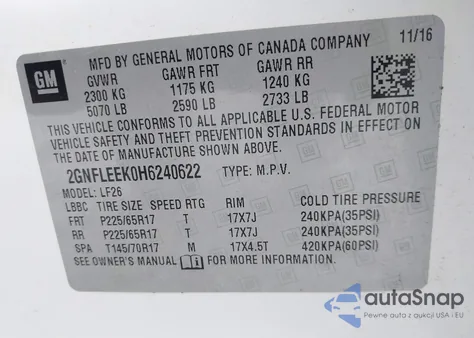 2017 Chevrolet Equinox Ls from USA, damaged, VIN 2GNFLEEK0H6240622